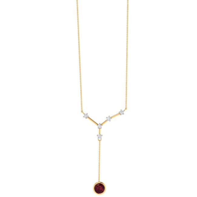 Cancer Constellations Necklace with 0.34 ct Ruby and 0.07 ct Diamond in 18K Gold