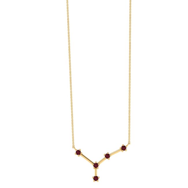 Cancer Constellations Necklace with 0.15 ct Ruby in 18K Gold