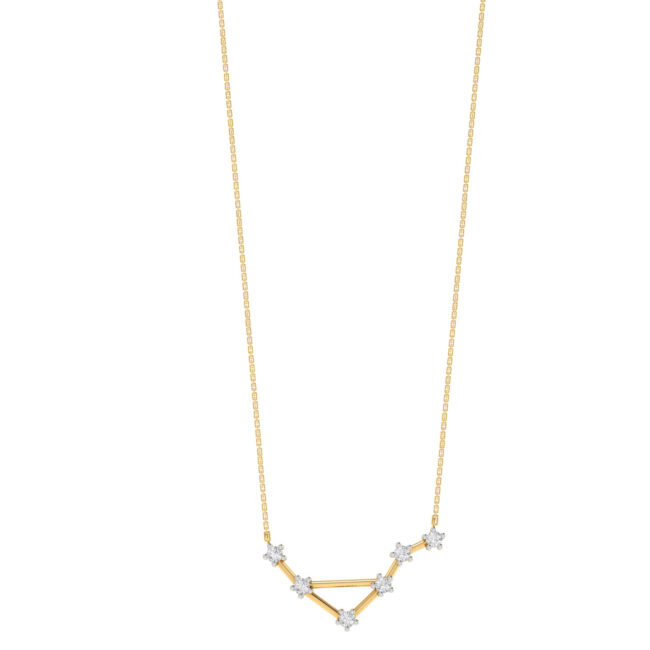 Libra Constellations Necklace with 0.09 ct Diamond in 18K Gold