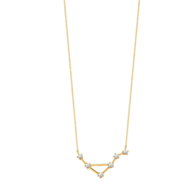 Libra Constellations Necklace with 0.06 ct Opal in 18K Gold