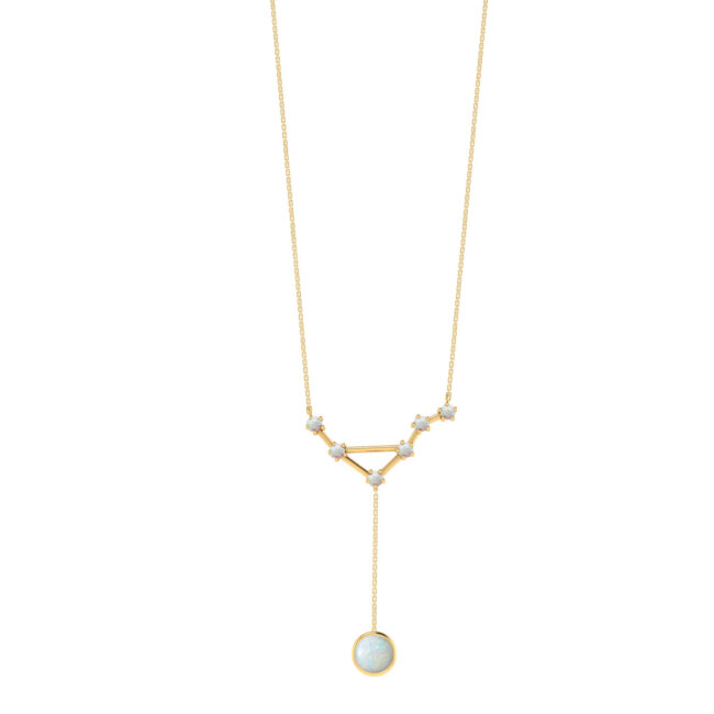 Libra Constellations Necklace with 0.22 ct Opal in 18K Gold