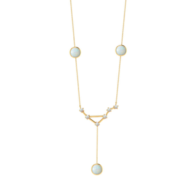 Libra Constellations Necklace with 0.54 ct Opal in 18K Gold