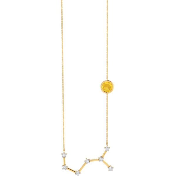 Scorpio Constellations Necklace with 0.2 ct Citrine and 0.1 ct Diamond in 18K Gold