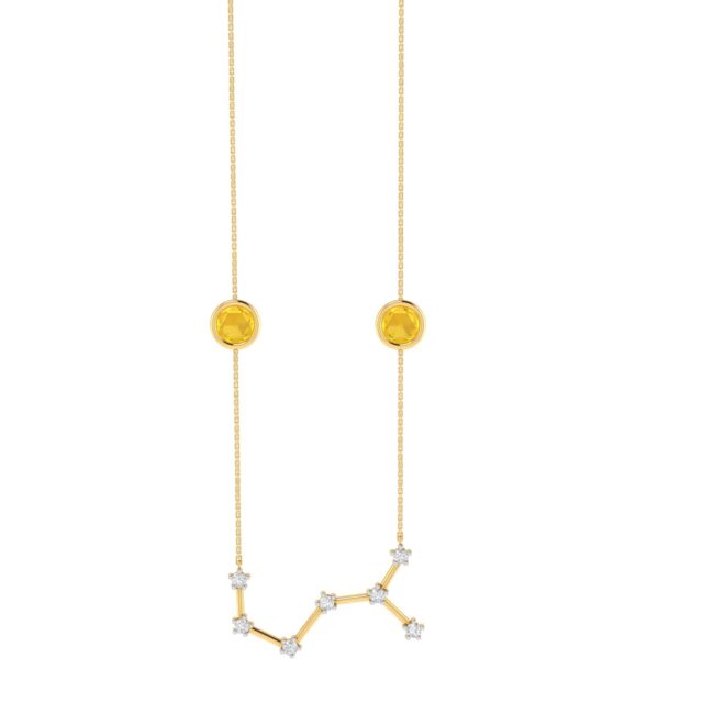 Scorpio Constellations Necklace with 0.4 ct Citrine and 0.1 ct Diamond in 18K Gold