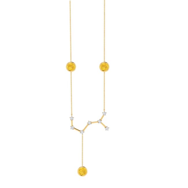 Scorpio Constellations Necklace with 0.6 ct Citrine and 0.1 ct Diamond in 18K Gold