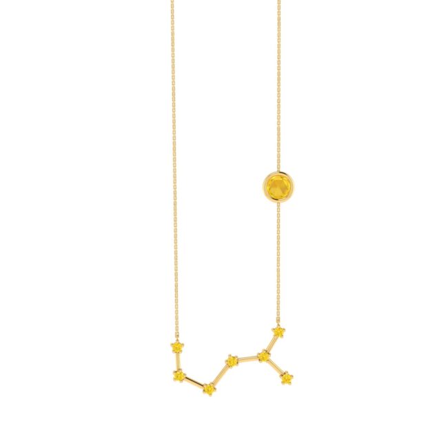 Scorpio Constellations Necklace with 0.2 ct Citrine and 0.14 ct Citrine  in 18K Gold