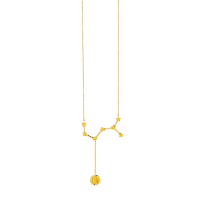 Scorpio Constellations Necklace with 0.2 ct Citrine and 0.14 ct Citrine  in 18K Gold