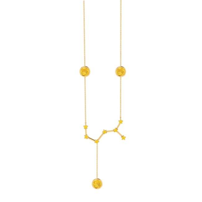 Scorpio Constellations Necklace with 0.6 ct Citrine and 0.14 ct Citrine  in 18K Gold