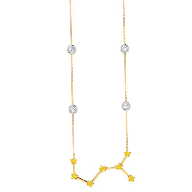 Scorpio Constellations Necklace with 0.14 ct Citrine and 0.12 ct Diamond in 18K Gold