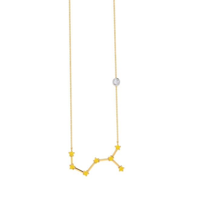 Scorpio Constellations Necklace with 0.14 ct Citrine and 0.03 ct Diamond in 18K Gold