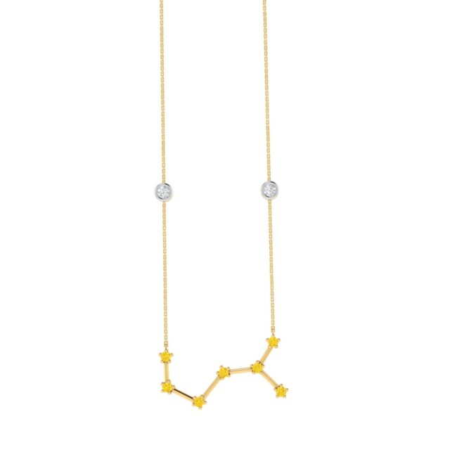 Scorpio Constellations Necklace with 0.14 ct Citrine and 0.06 ct Diamond in 18K Gold