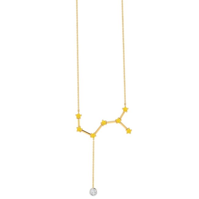 Scorpio Constellations Necklace with 0.14 ct Citrine and 0.03 ct Diamond in 18K Gold