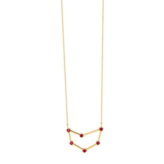 Capricorn Constellations Necklace with 0.18 ct Garnet in 18K Gold