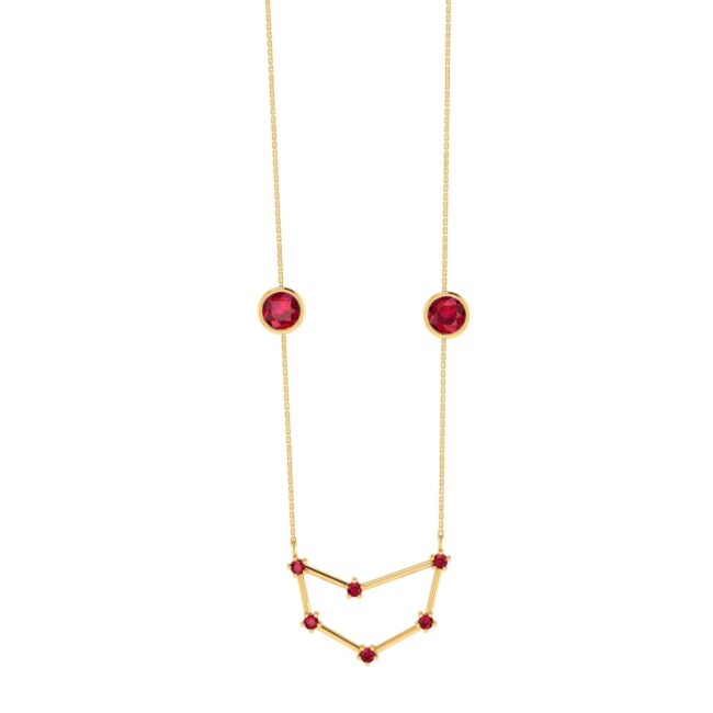 Capricorn Constellations Necklace with 0.78 ct Garnet in 18K Gold