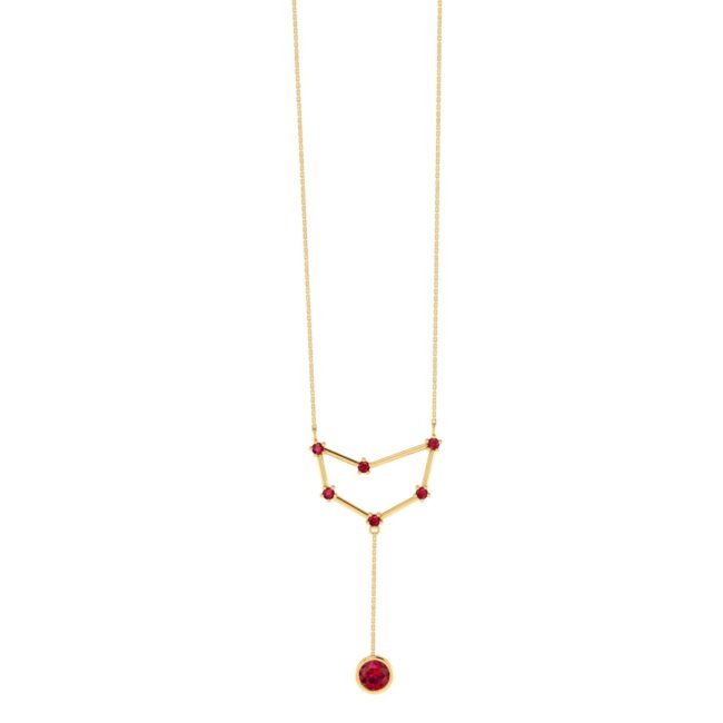 Capricorn Constellations Necklace with 0.48 ct Garnet in 18K Gold