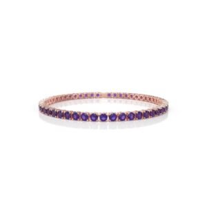 7.52 ct Amethyst Tennis Bracelet in 18K Gold (18cm) – 3.5MM Natural Diamond Purple Gemstone Bracelet UAE