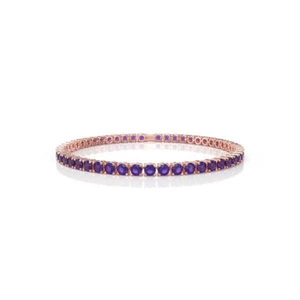 18K Gold Natural Amethyst Tennis Bracelet (3.75 MM) - Image 3