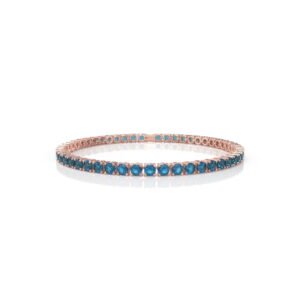 10.32 Carat Natural Diamond Blue Topaz Tennis Bracelet in 18K Gold – 4MM Luxury Bracelet Dubai UAE