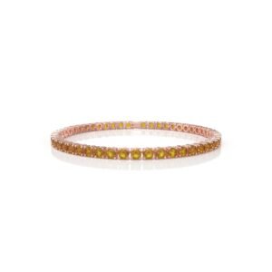 10.32 ct 18K Gold Natural Diamond Citrine Tennis Bracelet (18cm) – 4MM Round Cut Yellow Gemstone Luxury Bracelet Dubai UAE
