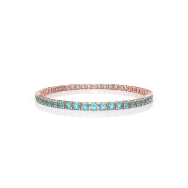 18K Gold Natural Aquamarine Tennis Bracelet (4.15 MM) - Image 3