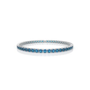 18K Gold Natural Blue Topaz Tennis Bracelet (3.5 MM)
