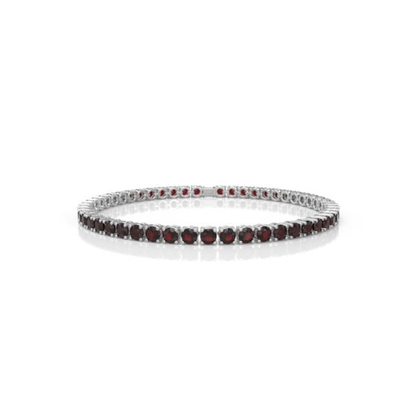 18K Gold Natural Garnet Tennis Bracelet (3.5 MM)