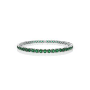 18K Gold Natural Emerald Tennis Bracelet (3.85 MM)