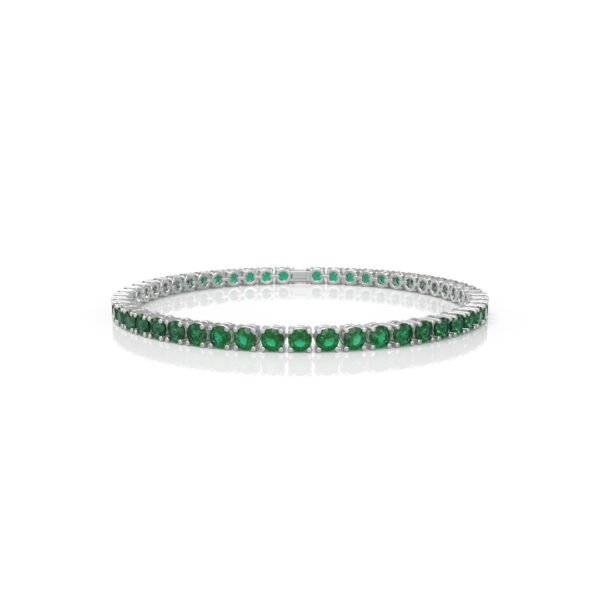 18K Gold Natural Emerald Tennis Bracelet (3.85 MM)