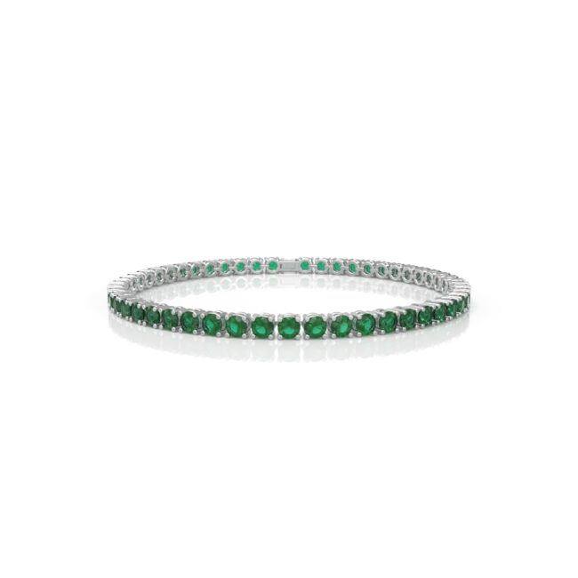 18K Gold Natural Emerald Tennis Bracelet (4.15 MM)