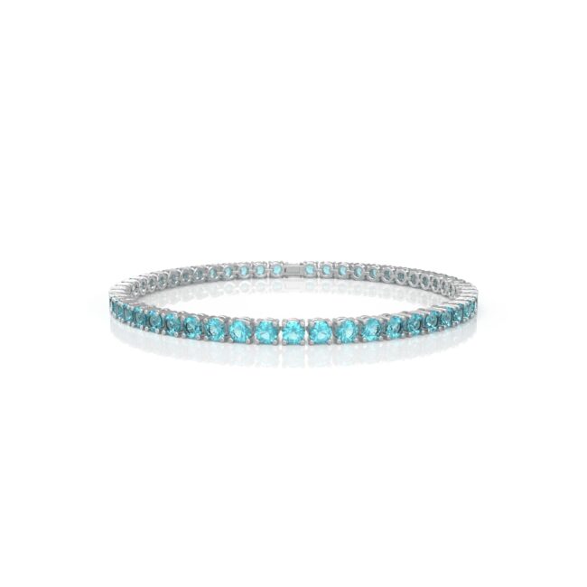 18K Gold Natural Aquamarine Tennis Bracelet (4.15 MM)