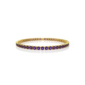 7.52 ct Amethyst Tennis Bracelet in 18K Gold (18cm) – 3.5MM Natural Diamond Purple Gemstone Bracelet UAE