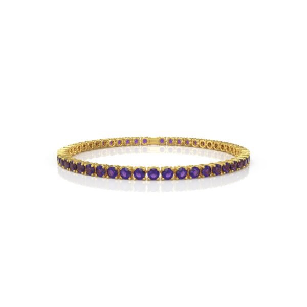 18K Gold Natural Amethyst Tennis Bracelet (3.75 MM) - Image 2