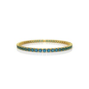 10.32 Carat Natural Diamond Blue Topaz Tennis Bracelet in 18K Gold – 4MM Luxury Bracelet Dubai UAE