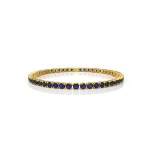 7.52 Carat Natural Diamond Blue Sapphire Tennis Bracelet in 18K Gold – 3.5MM Luxury Bracelet Dubai UAE