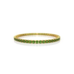 7.52 Carat Natural Diamond Peridot Tennis Bracelet in 18K Gold – 3.5MM Luxury Bracelet Dubai UAE