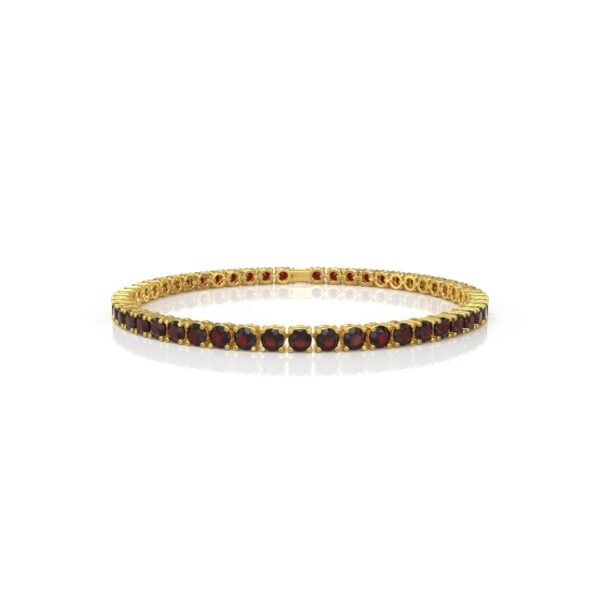 18K Gold Natural Garnet Tennis Bracelet (3.5 MM) - Image 2