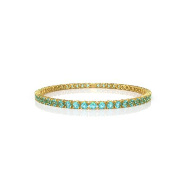 18K Gold Natural Aquamarine Tennis Bracelet (4.25 MM) - Image 2