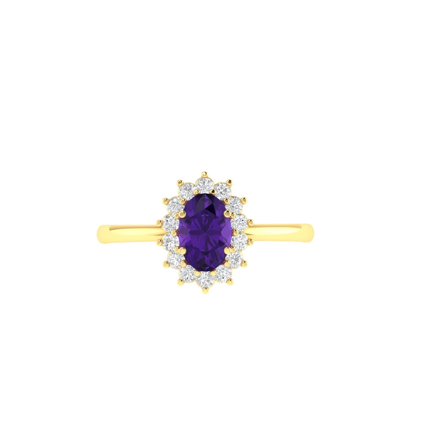 amethyst diamond ring 18k gold dubai oval halo design