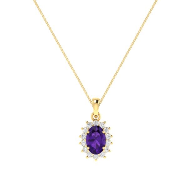 Diana Oval Amethyst and Sparkling Diamond Pendant in 18K Gold (0.23ct)