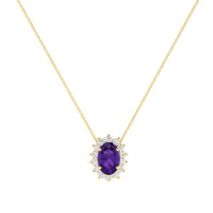 Diana Oval Amethyst and Sparkling Diamond Necklace in 18K Gold (0.23ct)