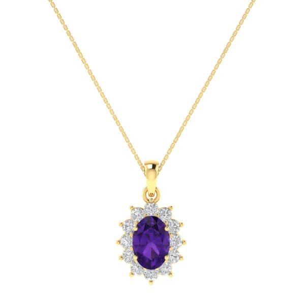 Diana Oval Amethyst and Sparkling Diamond Pendant in 18K Gold (0.23ct)
