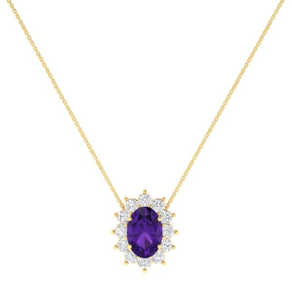 Diana Oval Amethyst and Sparkling Diamond Necklace in 18K Gold (0.23ct)