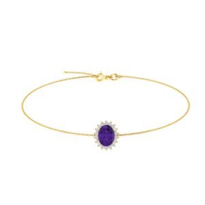 Diana Oval Amethyst and Sparkling Diamond Bracelet in 18K Gold (0.85ct)