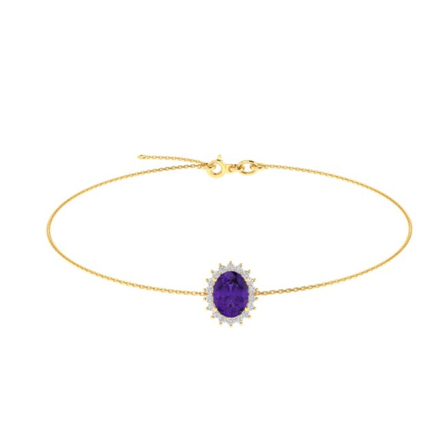 Diana Oval Amethyst and Sparkling Diamond Bracelet in 18K Gold (0.85ct)