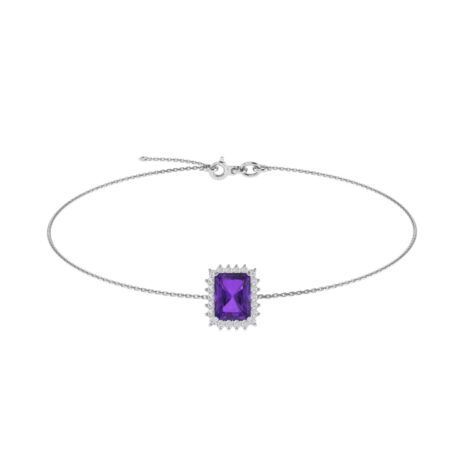 Diana Emerald-Cut Amethyst and Sparkling Diamond Bracelet in 18K White Gold (2.9ct)