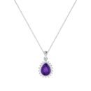 Diana Pear Amethyst and Radiant Diamond Pendant in 18K White Gold (2.4ct)