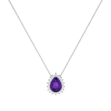 Diana Pear Amethyst and Radiant Diamond Necklace in 18K White Gold (2.4ct)