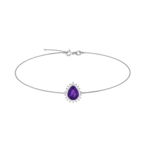 Diana Pear Amethyst and Radiant Diamond Bracelet in 18K White Gold (2.4ct)