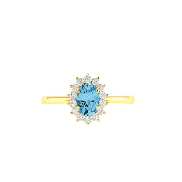 Diana Oval Blue Topaz and Glinting Diamond Ring in 18K Gold (0.27ct)