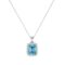 Diana Emerald-Cut Blue Topaz and Glinting Diamond Pendant in 18K White Gold (4ct)